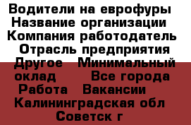 Водители на еврофуры › Название организации ­ Компания-работодатель › Отрасль предприятия ­ Другое › Минимальный оклад ­ 1 - Все города Работа » Вакансии   . Калининградская обл.,Советск г.